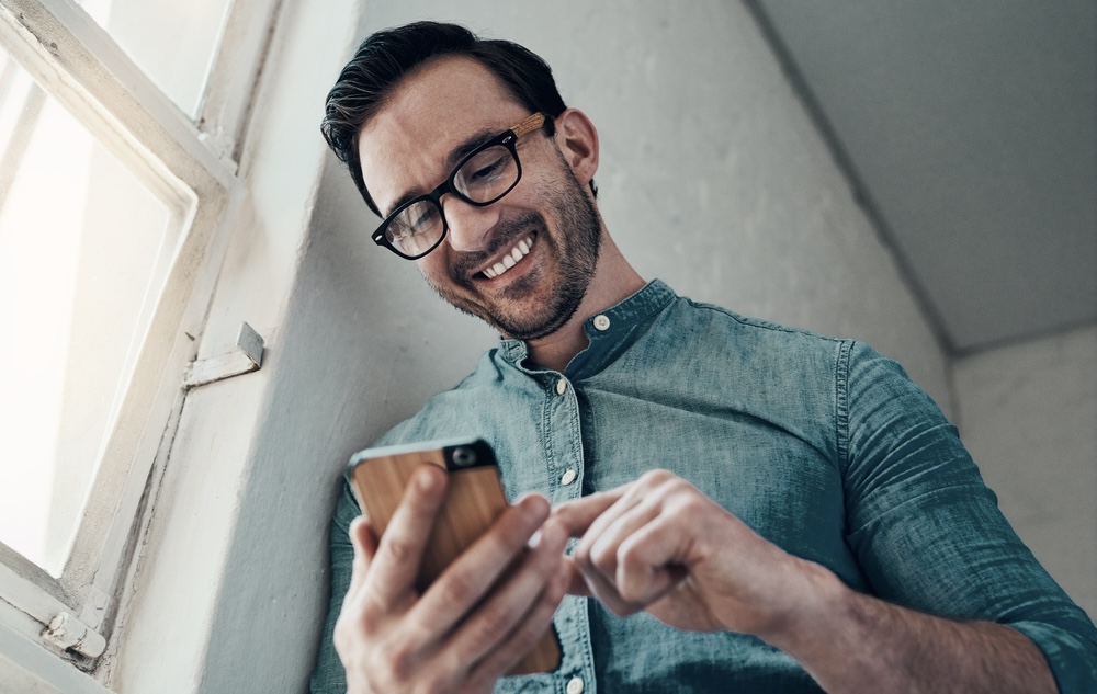 Male sending sober anniversary messages