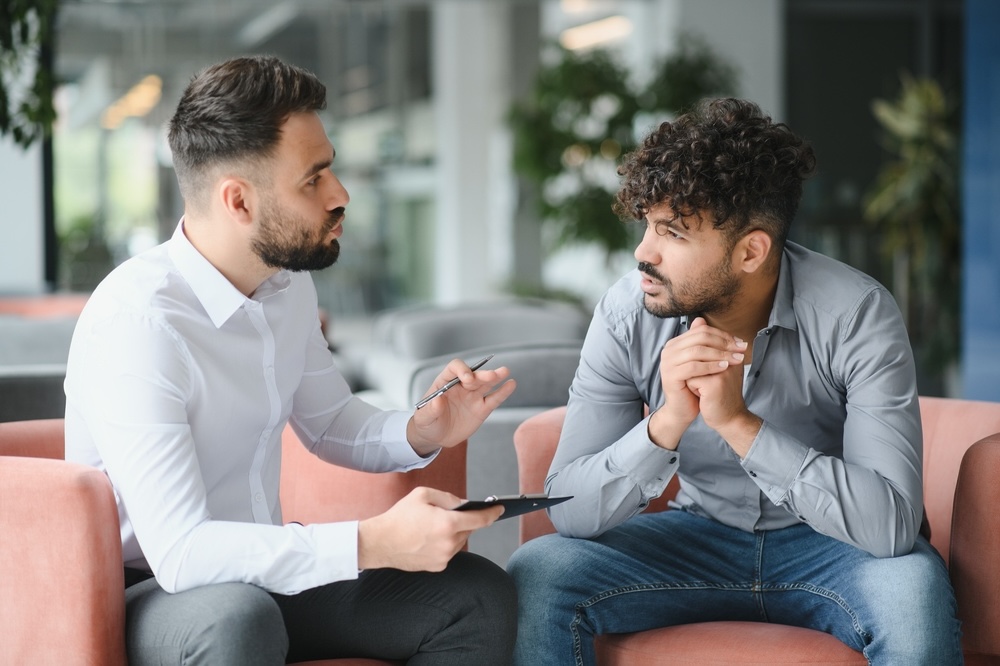 Man in anxiety mental health treatment in Alpharetta