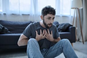 Man having a panic attack
