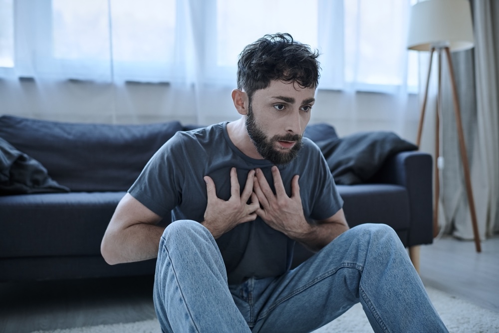 Man having a panic attack